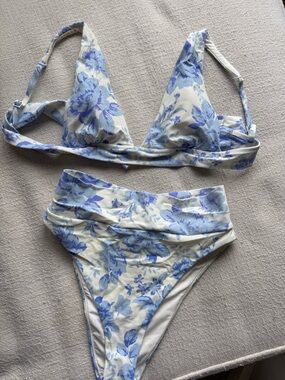 aerie Blue Floral High-Waist Bikini Set